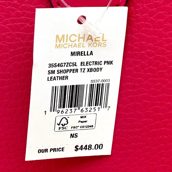 MICHAEL KORS Mirella Small Pebbled Leather
Crossbody Bag Tote Electric Pink - Picture 10 of 12